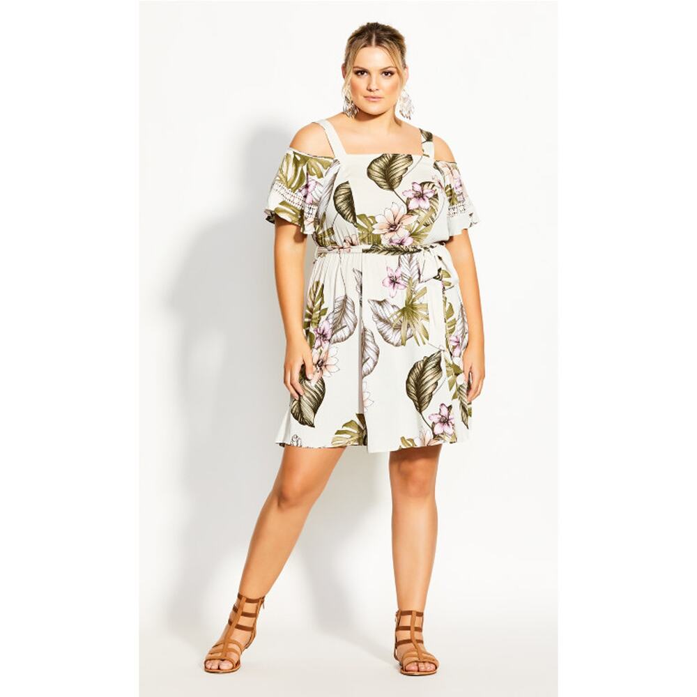 Size: 16 / S - NWT City Chic Women Cold Shoulder Floral Playsuit Romper Plus
